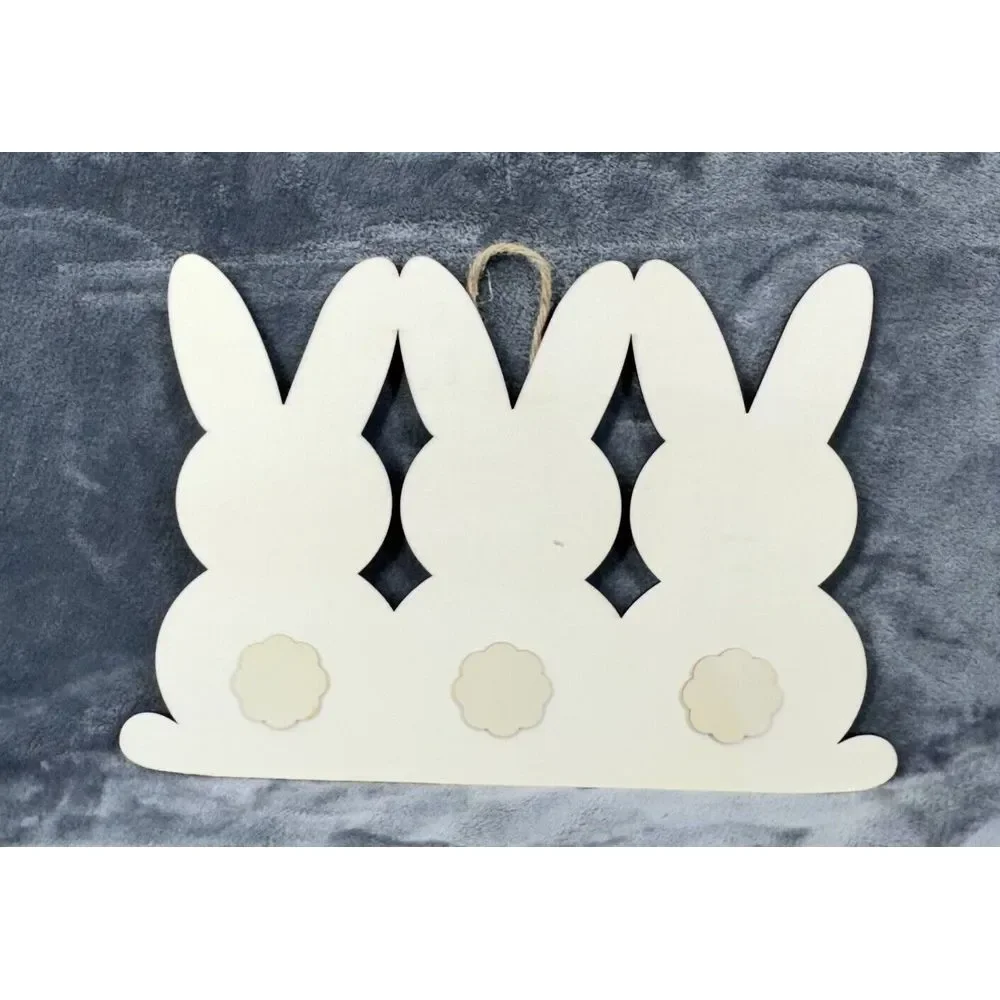 Easter Wooden Bunny Trio Cutout Unfinished Wood 15